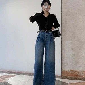 러시 핀턱 와이드 데님 pants